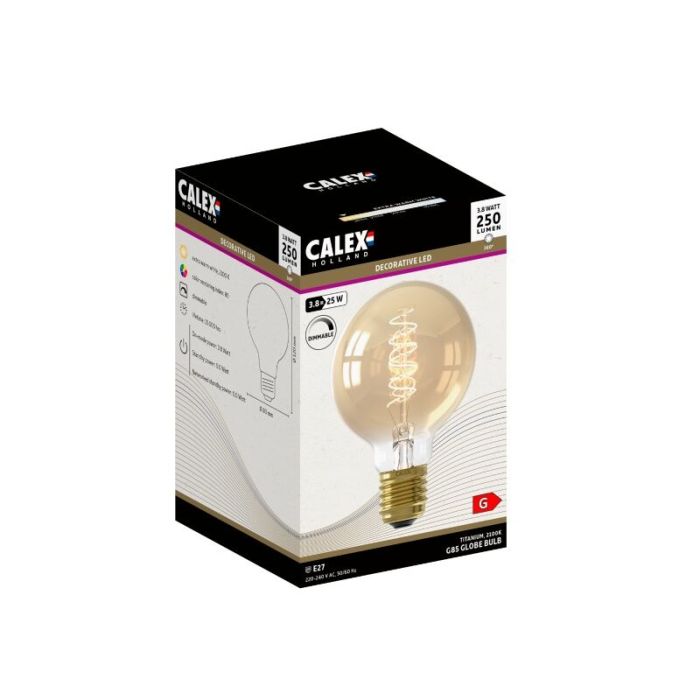 Dimbar Calex E27 filamentlampa bärnstensfärgad, 3,8W, 2100K