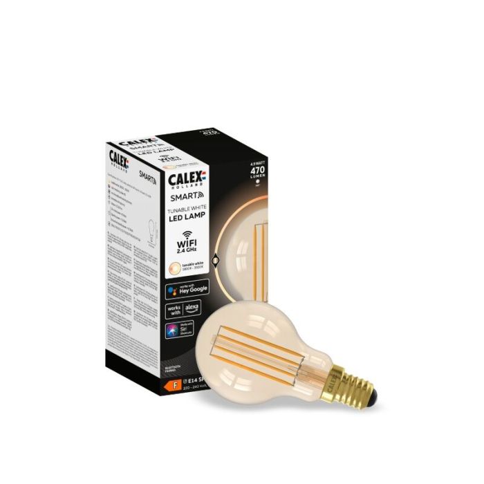 Calex smart LED lampa E14 bärnstensfärgad, 4,9W, 1800-3000K