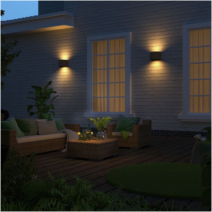 Rostfärgad up down vägglampa aluminium, Dion, 7W, 3000K LED, IP54
