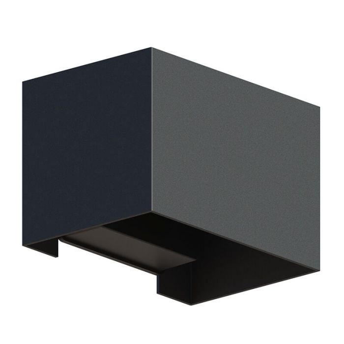 Svart up down vägglampa aluminium, Dion, 7W, 3000K LED, IP54
