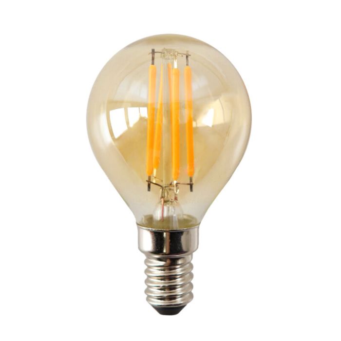 Dimbar Olucia E14 LED lampa, P45, 3w, bärnstensfärgad glas, 2200k