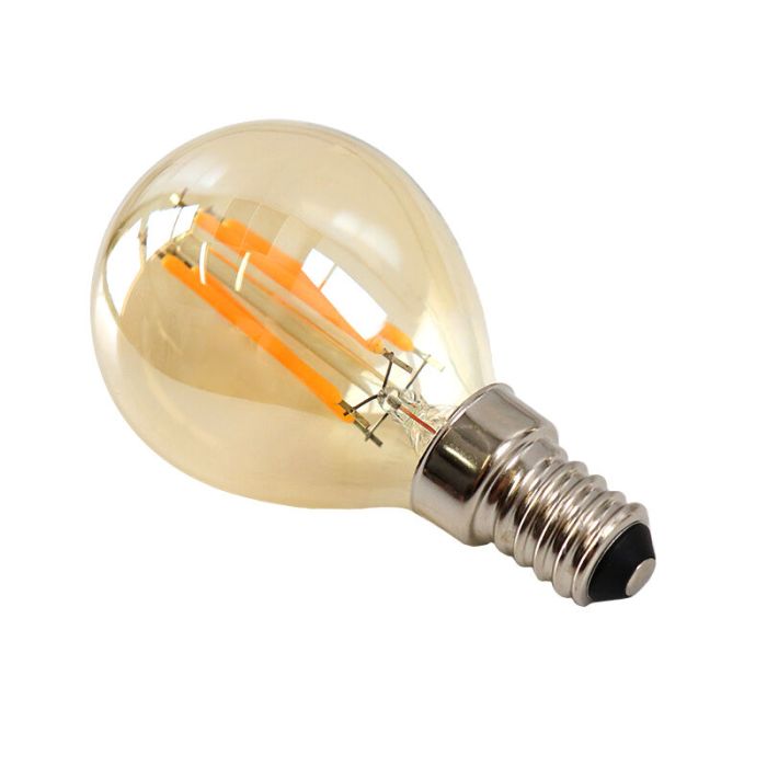 Dimbar Olucia E14 LED lampa, P45, 3w, bärnstensfärgad glas, 2200k