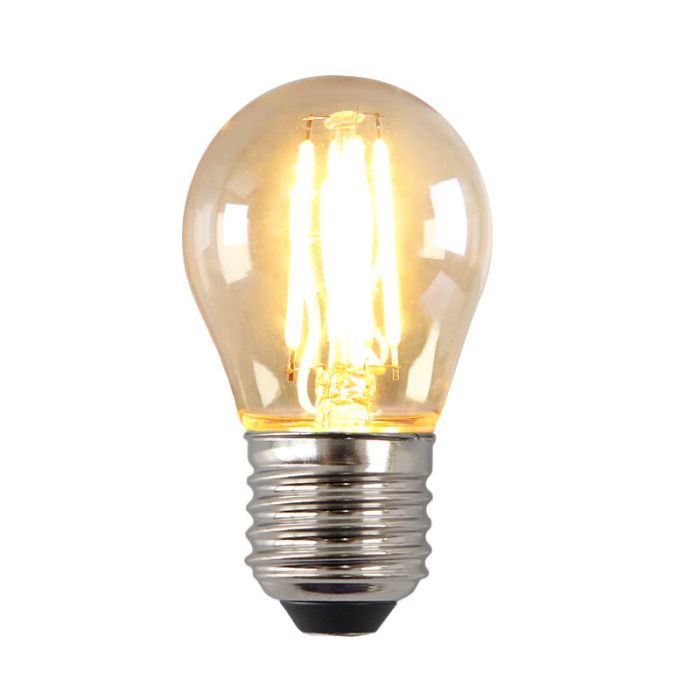 Dimbar Olucia E27 LED lampa, P45, 4W, bärnstensfärgad glas, 2700K