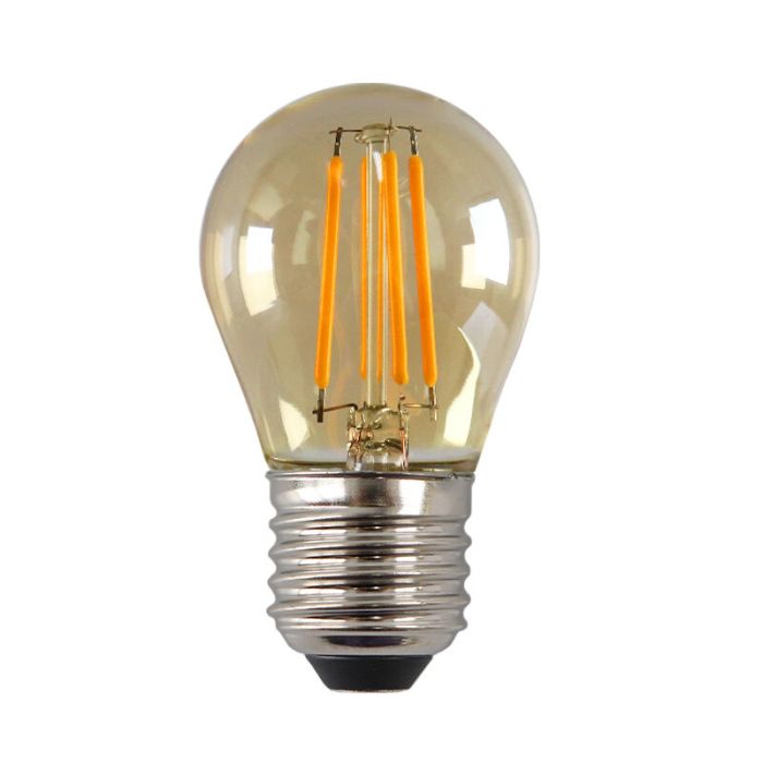 Dimbar Olucia E27 LED lampa, P45, 4W, bärnstensfärgad glas, 2700K