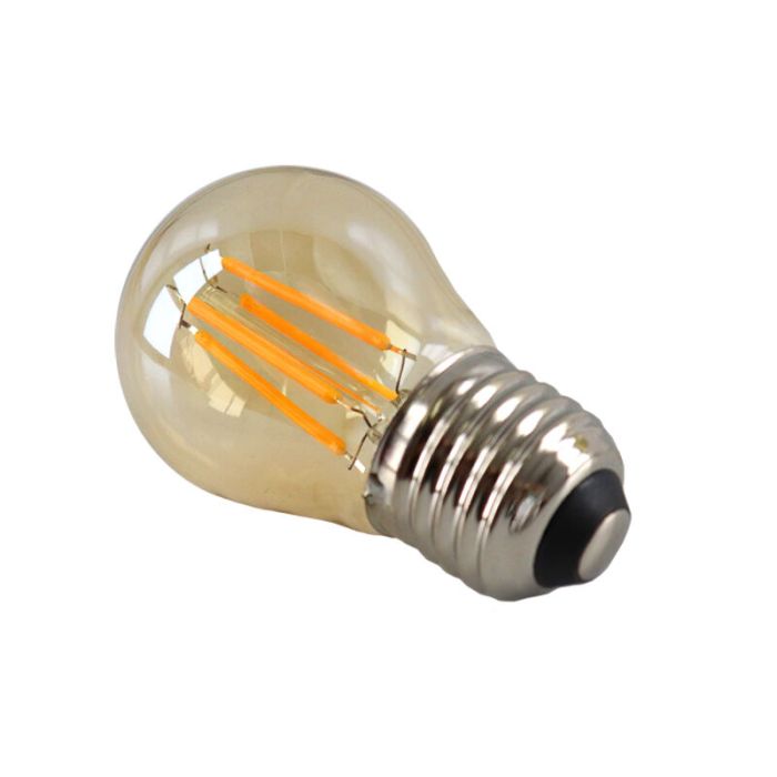 Dimbar Olucia E27 LED lampa, P45, 4W, bärnstensfärgad glas, 2700K