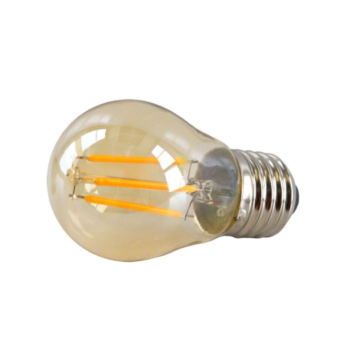 Dimbar Olucia E27 LED lampa, P45, 4W, bärnstensfärgad glas, 2700K