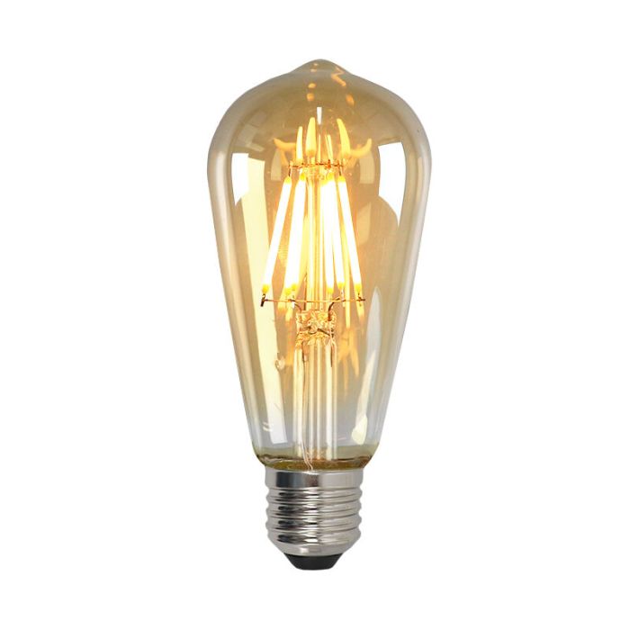 Dimbar Olucia E27 Edison LED lampa, ST58, 5w, bärnstensfärgad glas, 2200k