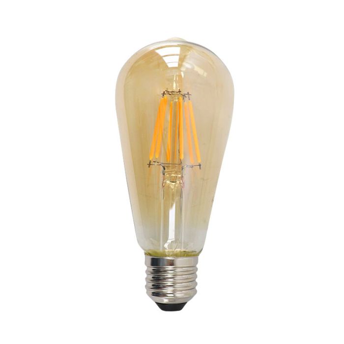 Dimbar Olucia E27 Edison LED lampa, ST58, 5w, bärnstensfärgad glas, 2200k