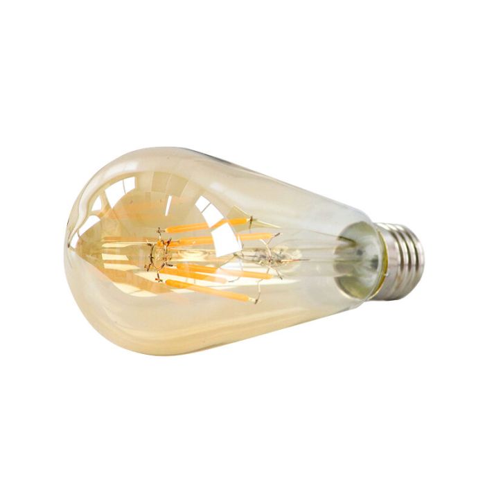 Dimbar Olucia E27 Edison LED lampa, ST58, 5w, bärnstensfärgad glas, 2200k