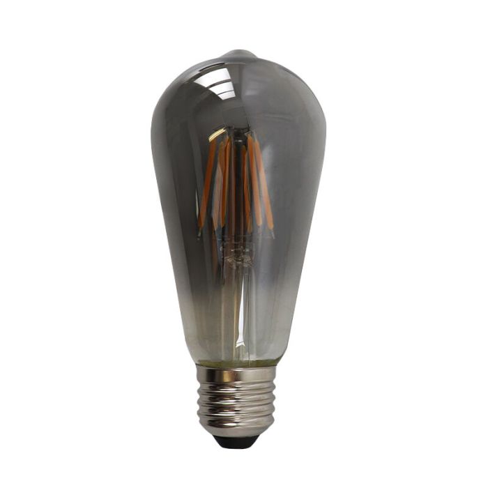 Dimbar Olucia E27 Edison LED lampa, ST58, 5w, rökglas, 2200k