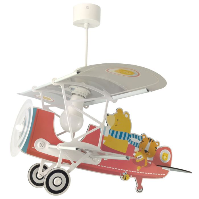 Röd fönsterlampa barn plast, Teddy plane