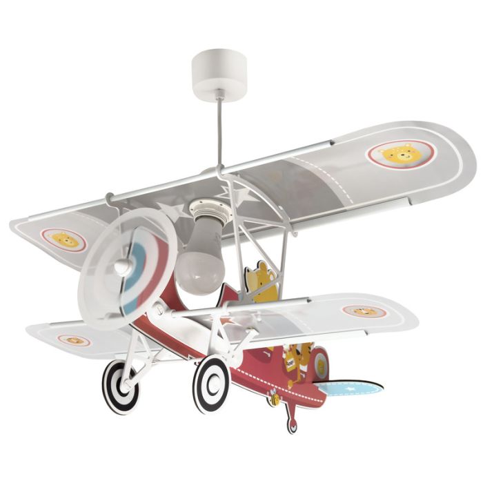Röd fönsterlampa barn plast, Teddy plane