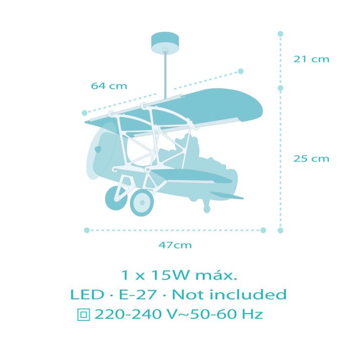 Röd fönsterlampa barn plast, Teddy plane