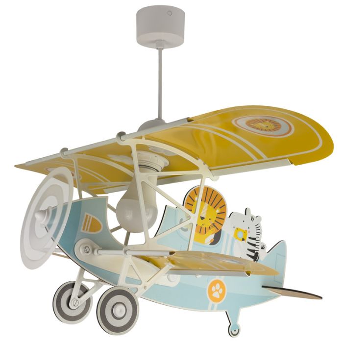 Blå fönsterlampa barn plast, Lion plane