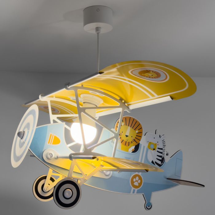 Blå fönsterlampa barn plast, Lion plane