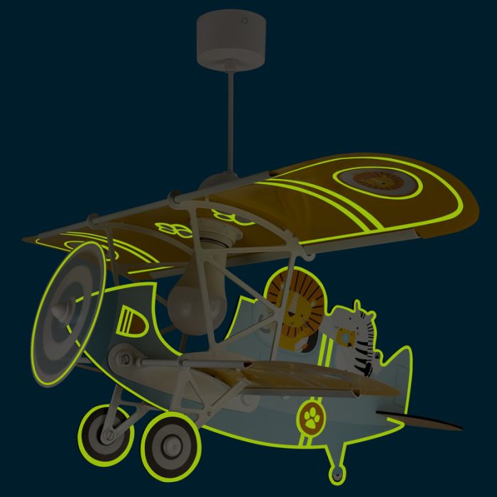 Blå fönsterlampa barn plast, Lion plane