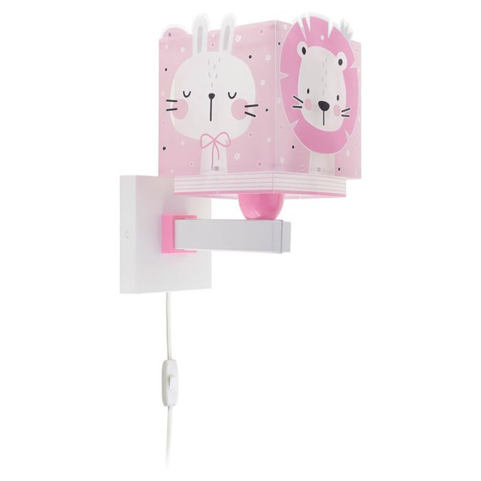 Rosa vägglampa barn plast, Baby jungle