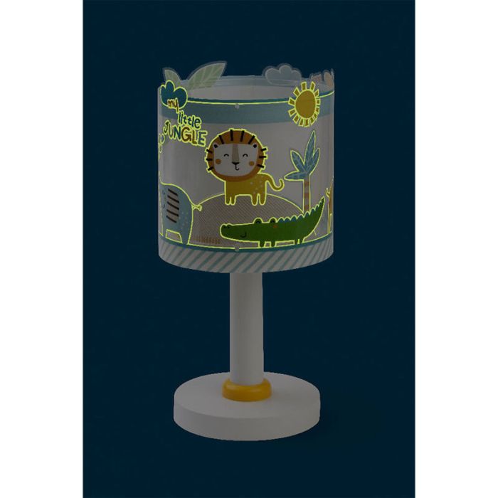 Flerfärgad bordslampa barn plast, Jungle, med brytare