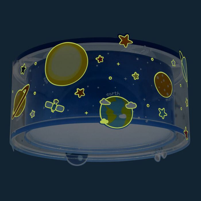 Blå taklampa barn plast, Planets