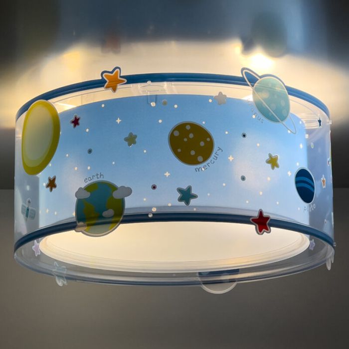 Blå taklampa barn plast, Planets