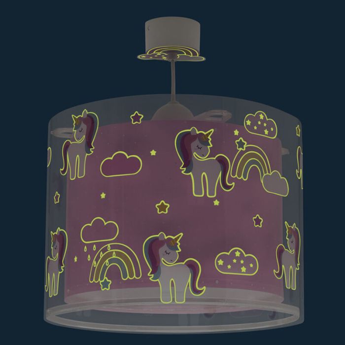 Rosa fönsterlampa barn plast, Unicorn
