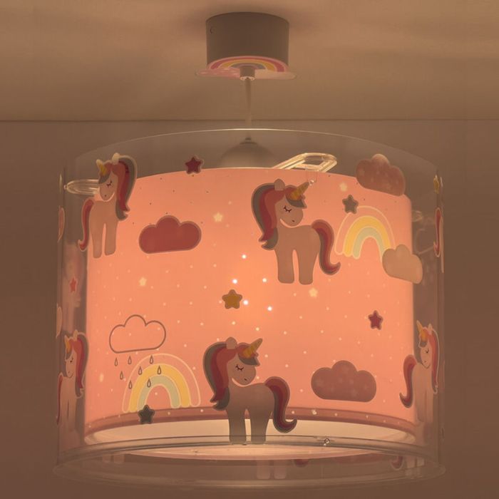 Rosa fönsterlampa barn plast, Unicorn