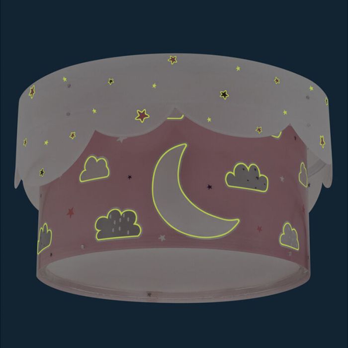 Rosa taklampa barn plast, Moon