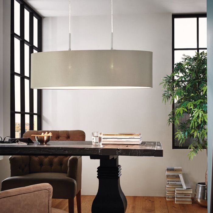 Taupe modern fönsterlampa tyg, Abano