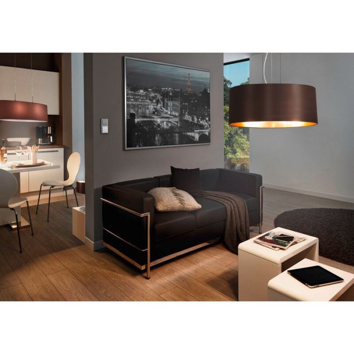 Brun modern fönsterlampa tyg, Terme