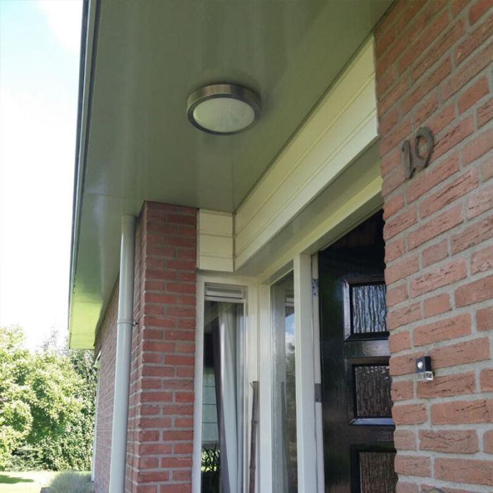 Silver utomhus vägglampa med skymningssensor glas, Bob, IP44