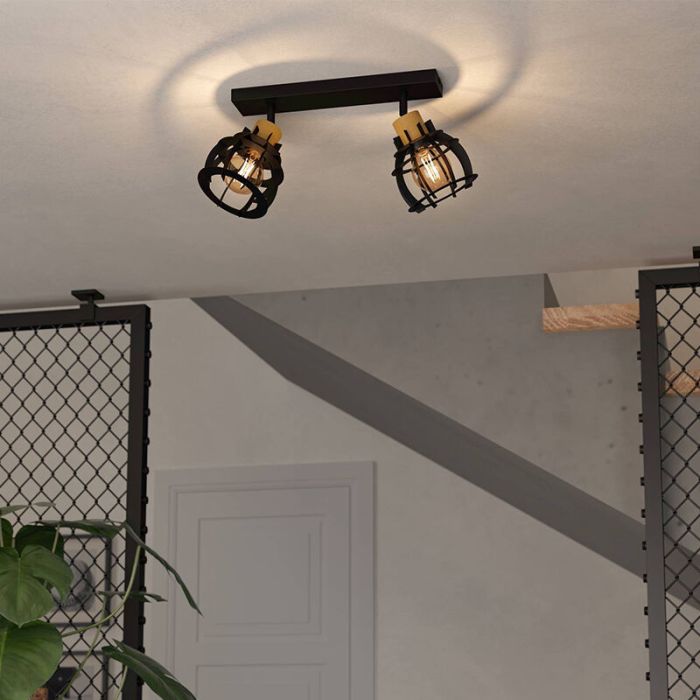 Svart retro spotlight tak aluminium, Redouan