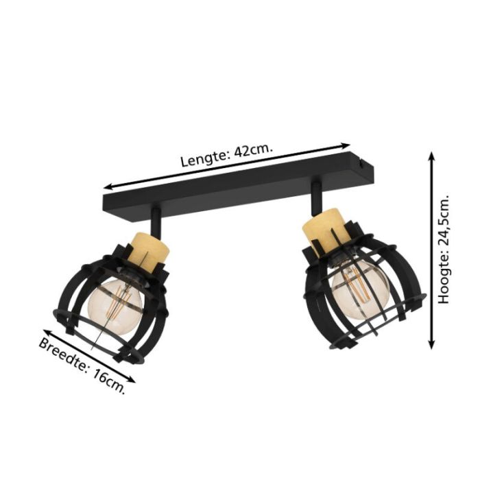 Svart retro spotlight tak aluminium, Redouan