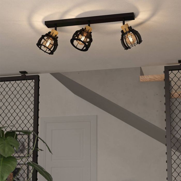 Svart retro spotlight tak aluminium, Redouan