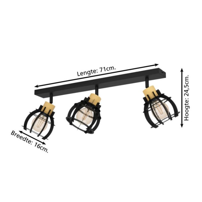 Svart retro spotlight tak aluminium, Redouan