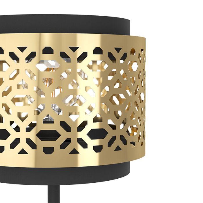 Mässing retro bordslampa stål, Quincy, med brytare