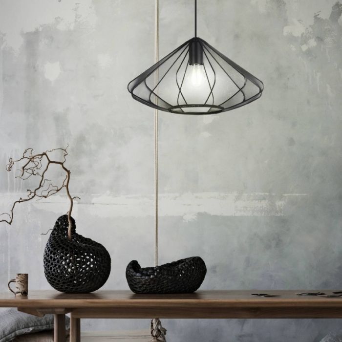 Svart industri fönsterlampa stål, Agnese