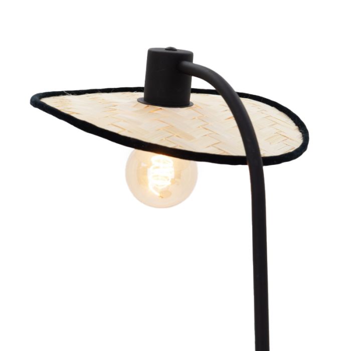 Brun rustik bordslampa trä, Jillah, med brytare