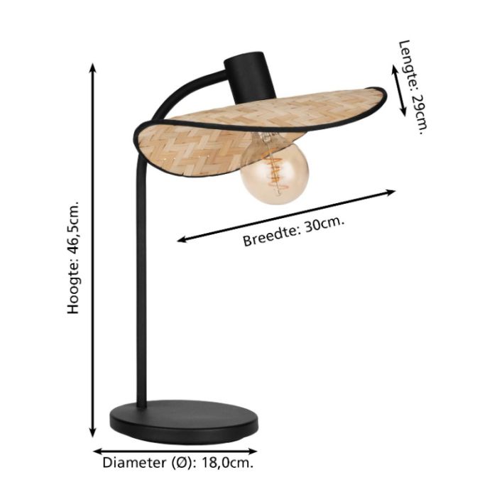 Brun rustik bordslampa trä, Jillah, med brytare