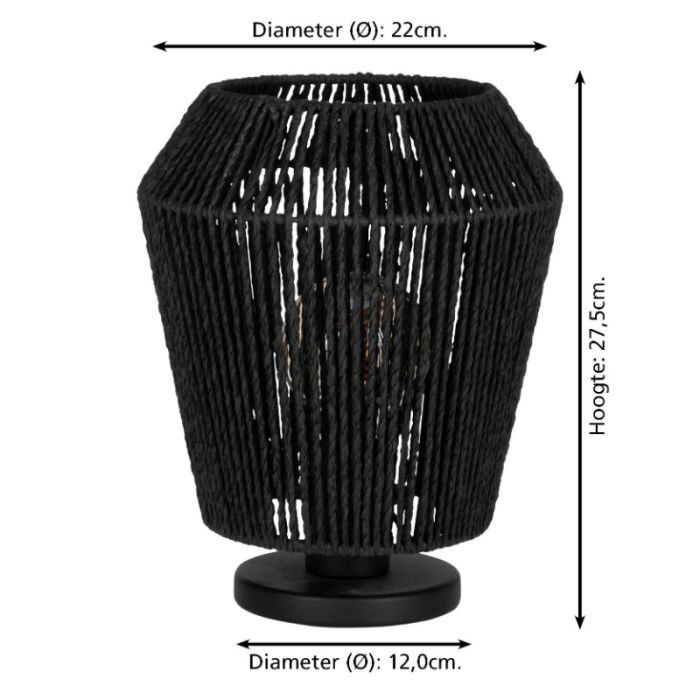 Papper bordslampa svart, Caine, med brytare