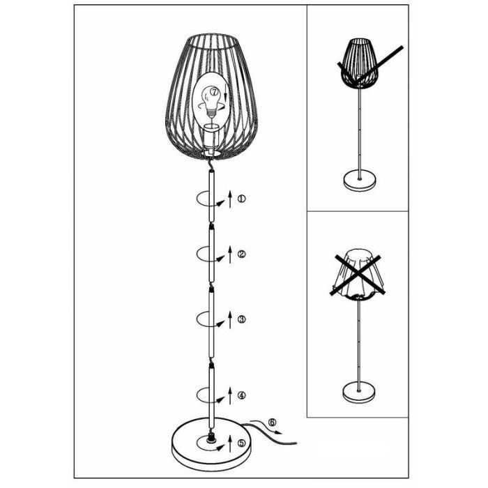 Svart modern golvlampa metall, Kitana, med brytare