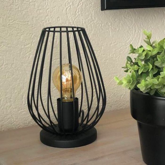 Svart modern bordslampa metall, Kitana, med brytare