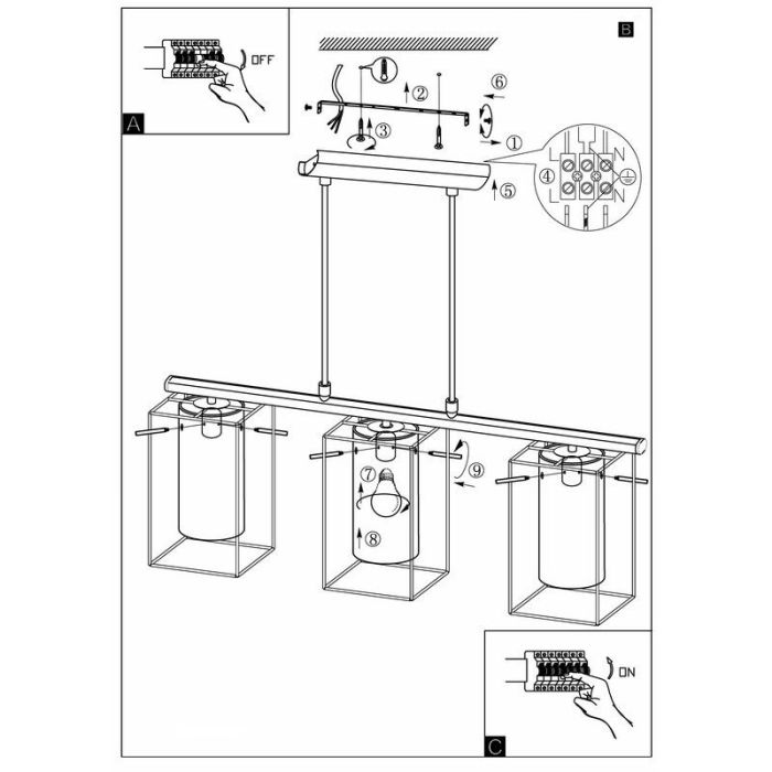Svart industri fönsterlampa glas, Aprica