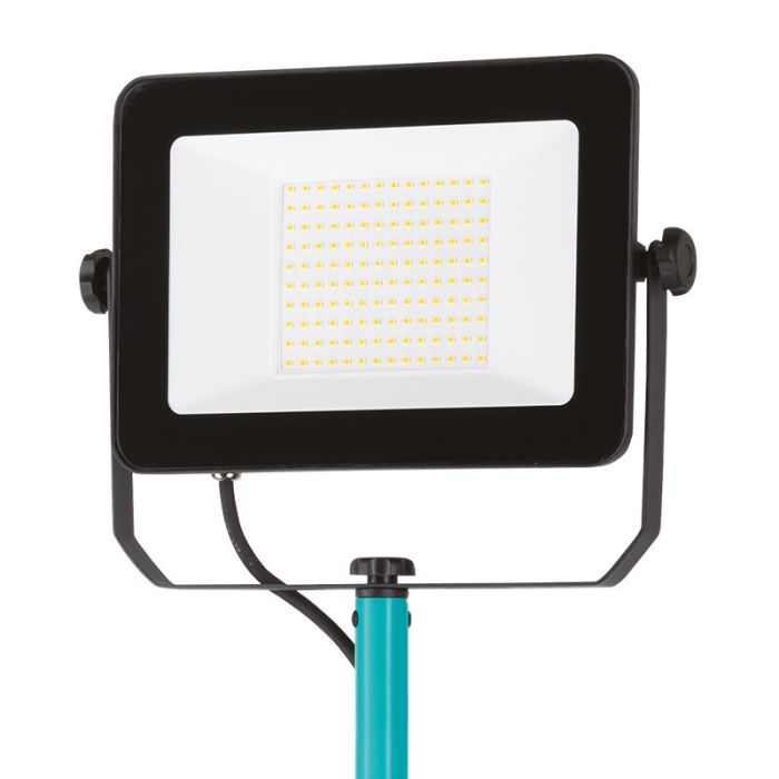 Blå arbetslampa aluminium, Angelos, 100W, 4000K LED, IP65, med brytare