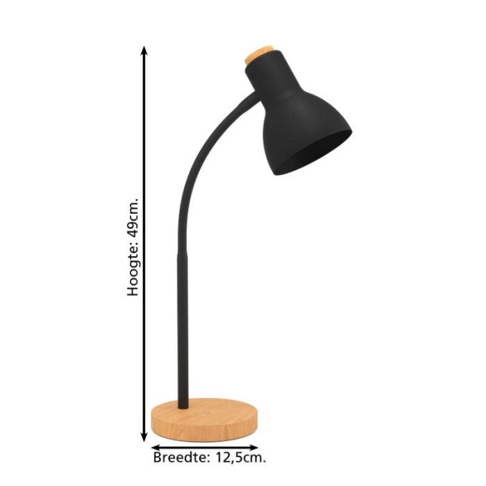 Svart modern bordslampa aluminium, Serena, 5,5W, 3000K LED, med beröringsdimmer