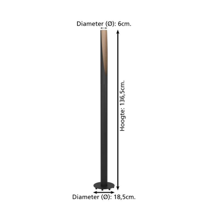 Brun modern golvlampa aluminium, Aloysius, med brytare