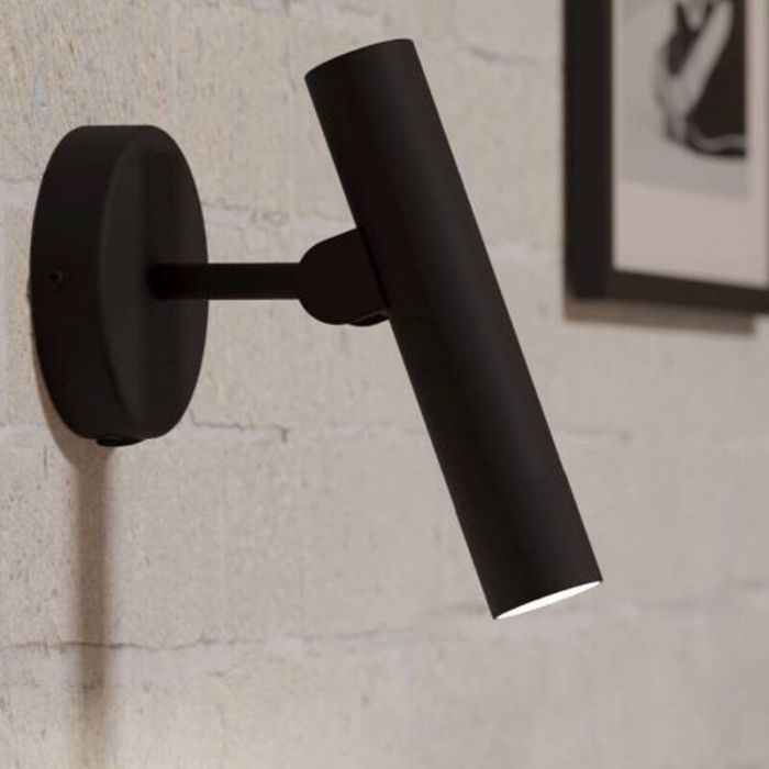 Svart modern vägglampa aluminium, Aleyna, 5W, 3000K LED, med brytare