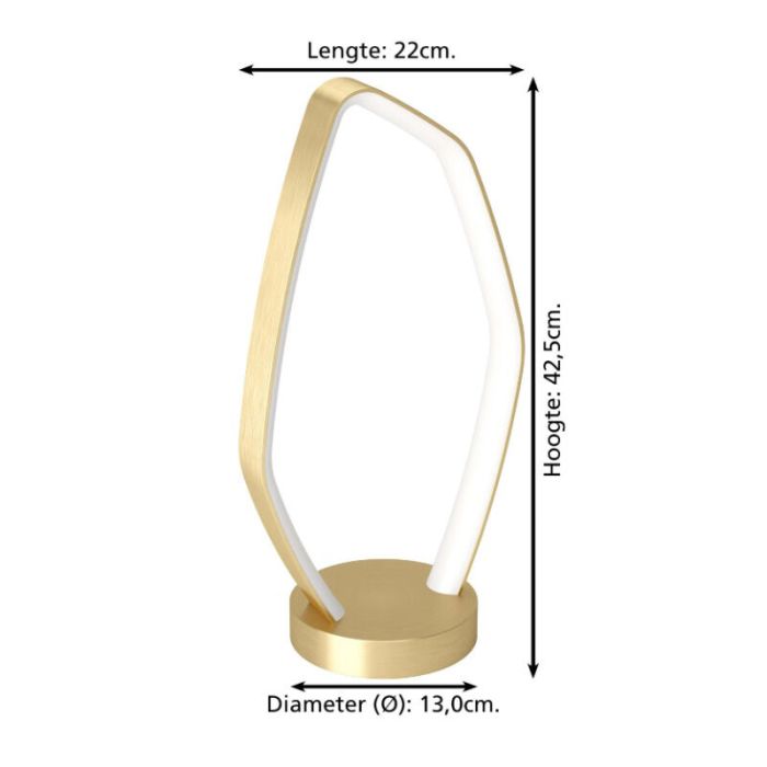 Guld design bordslampa aluminium, Samson, 10,8W, 3000K LED, med brytare