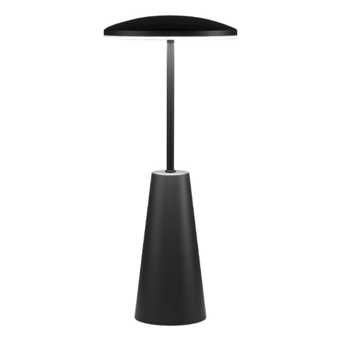 Svart modern bordslampa stål, Ishika, 2,8W, white switch LED, IP54, med beröringsdimmer