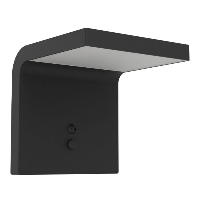 Svart utomhus vägglampa solcell plast, Huseyin, 6,5W, 4000K LED, IP65