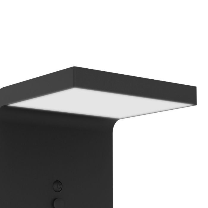Svart utomhus vägglampa solcell plast, Huseyin, 6,5W, 4000K LED, IP65